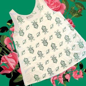 Tank top SHUBCHEERY original vintage green space martian | White  shirt LARGE